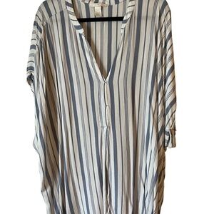 H&M Blue and White Striped Blouse